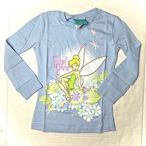 Vintage Disney Fairies Kids Girls Small 4 - 5 Long Sleeve Shirt Tinkerbell 90s‎